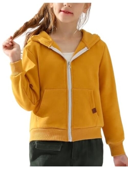 DOUBLJU Lightweight Thin Zip-Up Hoodie Sweatshirts for Youth Girls