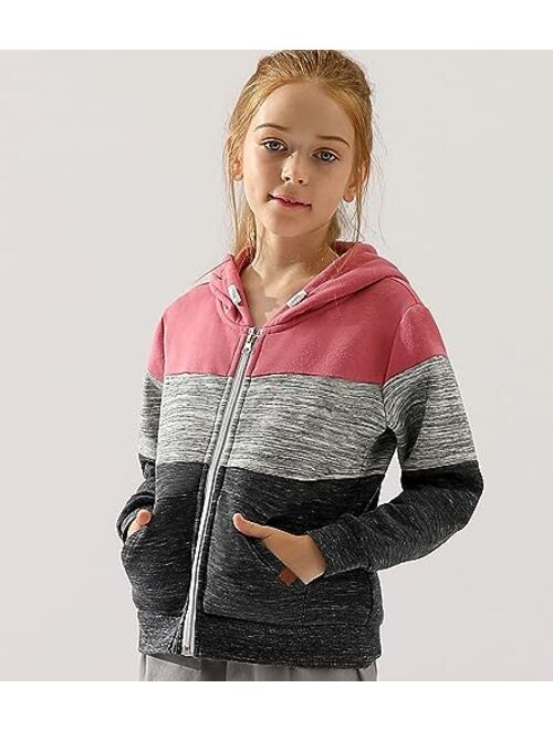 DOUBLJU Lightweight Thin Zip-Up Hoodie Sweatshirts for Youth Girls