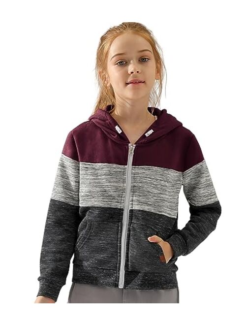 DOUBLJU Lightweight Thin Zip-Up Hoodie Sweatshirts for Youth Girls