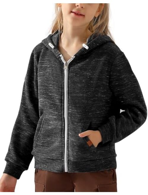 DOUBLJU Lightweight Thin Zip-Up Hoodie Sweatshirts for Youth Girls