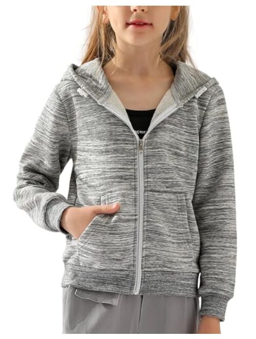 DOUBLJU Lightweight Thin Zip-Up Hoodie Sweatshirts for Youth Girls