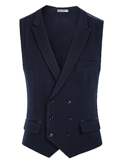 Men's Suit Vest Business Formal Dress Waistcoat Vest with 3 Pockets for Suit or Tuxedo