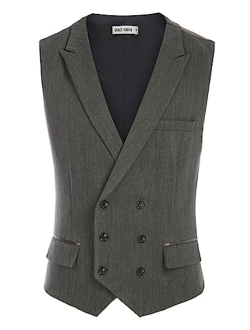 Men's Suit Vest Business Formal Dress Waistcoat Vest with 3 Pockets for Suit or Tuxedo