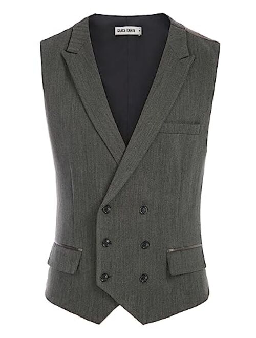 GRACE KARIN Men's Suit Vest Business Formal Dress Waistcoat Vest with 3 Pockets for Suit or Tuxedo