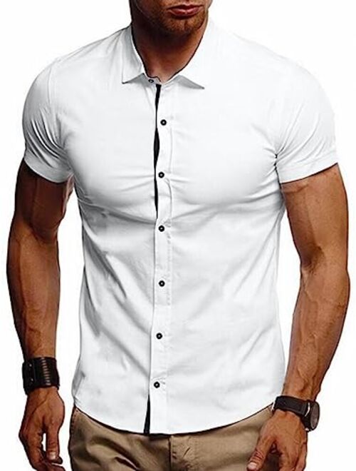 Dokotoo Men Men's Dress Shirts Short Sleeve Business Casual Wrinkle Free Button Down Shirt