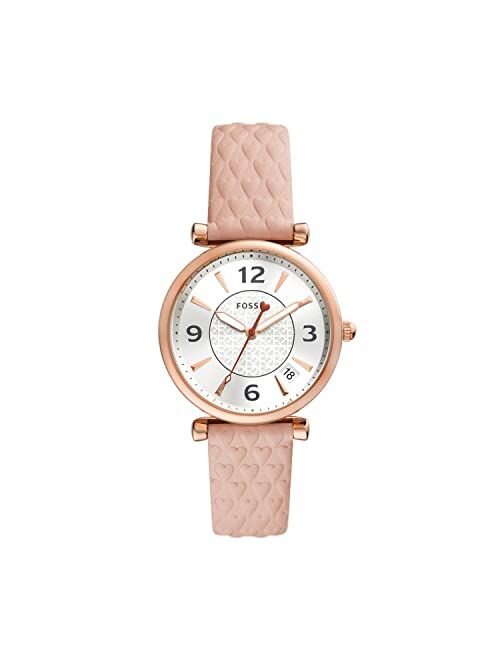 FOSSIL Women's Carlie Three-Hand Rose Gold-Tone Stainless Steel Watch, 30mm