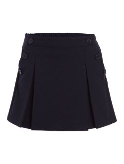 Big Girls Uniform Button Pockets Elastic Waist Scooter Skorts