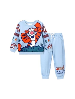 Winnie the Pooh Toddler Boy Girl Character Pattern Fun Print Pants Set Sweatshirt Outfits Tracksuit