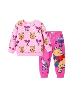 Winnie the Pooh Toddler Boy Girl Character Pattern Fun Print Pants Set Sweatshirt Outfits Tracksuit