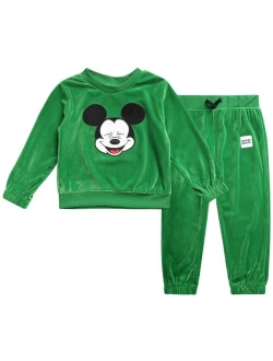 Boys' Velour Jog Set - 2 Piece Mickey Mouse, Winnie the Pooh Pants Set - Sweatshirt, Sweatpants for Little Boys (2T-7)