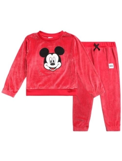 Boys' Velour Jog Set - 2 Piece Mickey Mouse, Winnie the Pooh Pants Set - Sweatshirt, Sweatpants for Little Boys (2T-7)