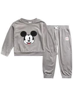 Boys' Velour Jog Set - 2 Piece Mickey Mouse, Winnie the Pooh Pants Set - Sweatshirt, Sweatpants for Little Boys (2T-7)