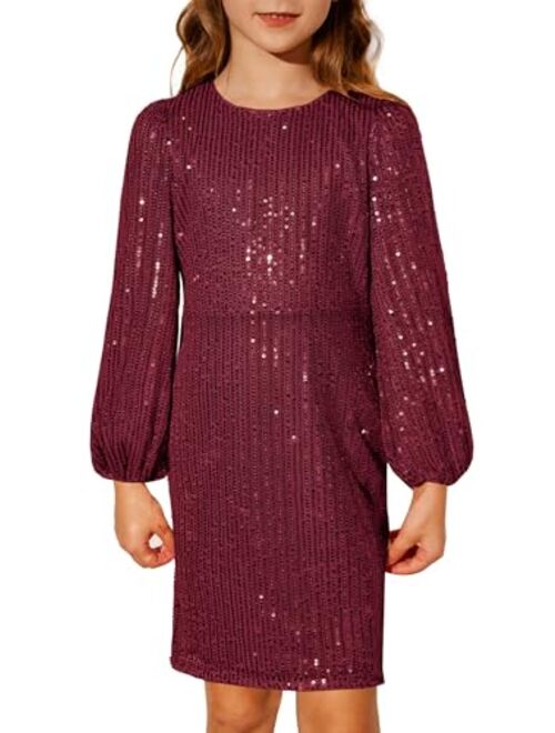 GRACE KARIN Girls Sparkly Sequin Dress Long Sleeve Bodycon Fancy Party Dress 5-12Y