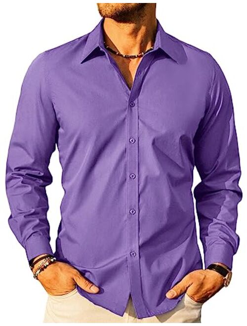 PJ PAUL JONES Men's Business Casual Long Sleeves Dress Shirts