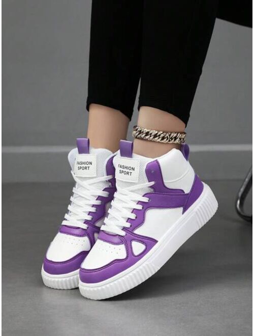 Aitongnice Women's White High-top Sneakers, Comfortable Breathable With Lace-up Design