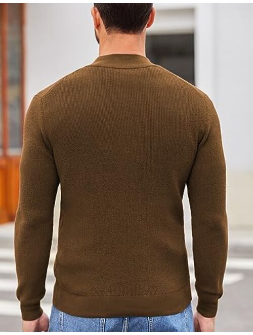 COOFANDY Men Henley Knit Sweater Dress Long Sleeve Button Pullover Sweater Casual Sweater