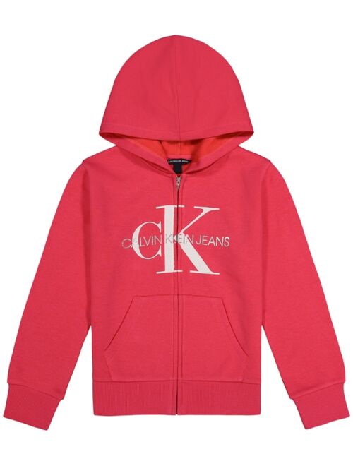 CALVIN KLEIN Big Girls Monogram Logo Fleece Hoodie