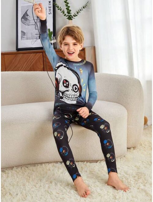 SHEIN Kids SHEIN Tween Boy Cartoon Graphic Tee & Pants PJ Set