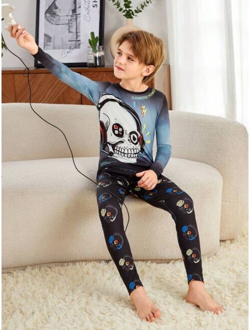 SHEIN Kids SHEIN Tween Boy Cartoon Graphic Tee & Pants PJ Set