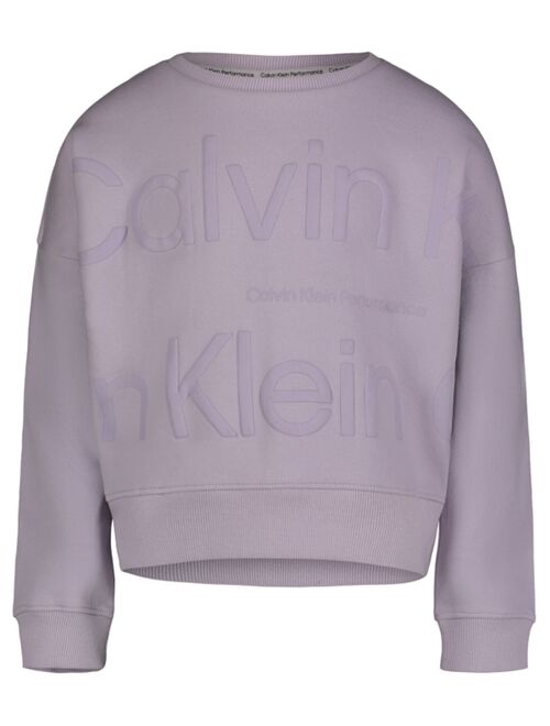 CALVIN KLEIN PERFORMANCE Big Girls Tonal Logo Fleece Crewneck Sweatshirt