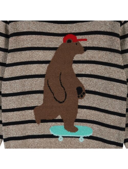 ANDY & EVAN Toddler/Child Boys Skateboarding Bear Sweater