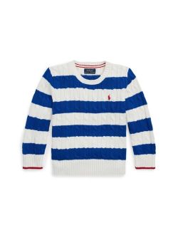 Toddler and Little Boys Striped Cable-Knit Cotton Sweater