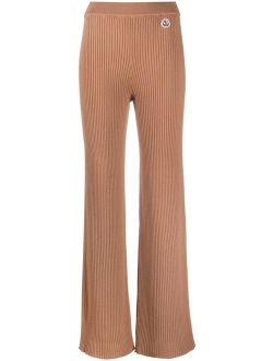 logo-patch ribbed-knit trousers
