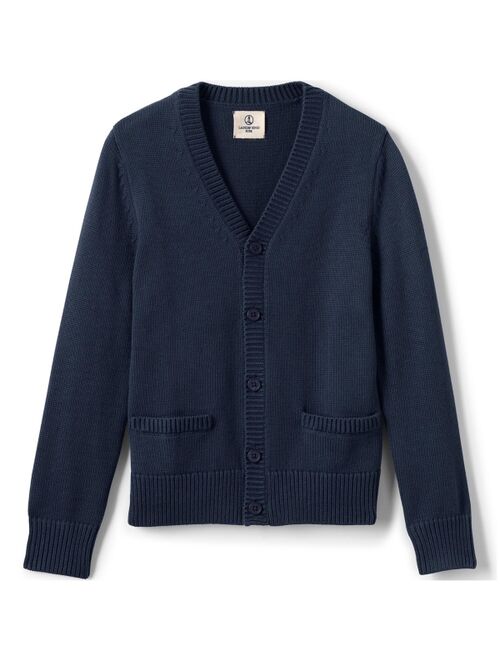 LANDS' END School Uniform Boys Cotton Modal Button Front Cardigan Sweater