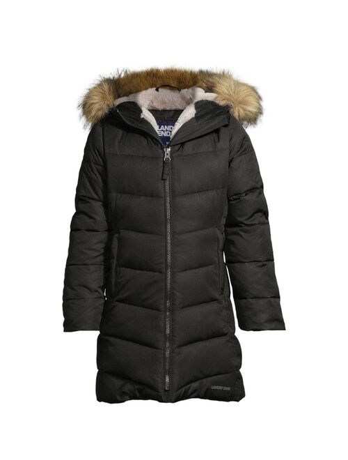 LANDS' END Child Girls Winter Fleece Lined Down Alternative Thermo Plume Coat