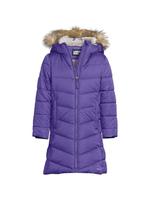 LANDS' END Child Girls Winter Fleece Lined Down Alternative Thermo Plume Coat