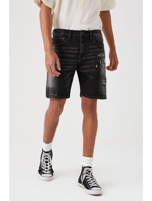 Forever 21 Zip Pocket Denim Shorts Black