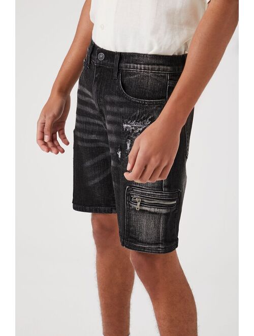 Forever 21 Zip Pocket Denim Shorts Black