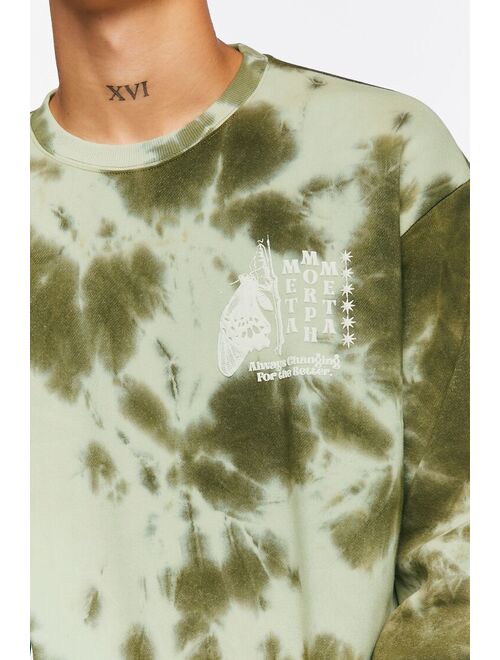 Forever 21 Tie Dye Metamorph Graphic Pullover Olive/Multi