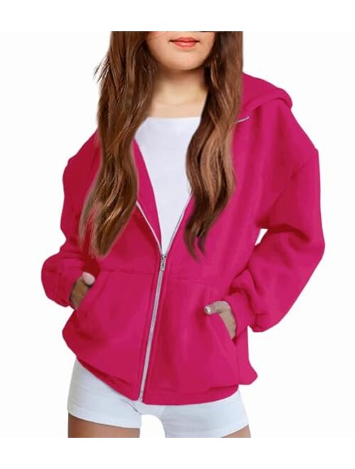 Arshiner Girls Zip Up Hoodies Teen Fleece Full-Zip Sweatshirts Jacket Casual Fall Hoodie with Pocket