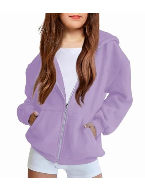 Arshiner Girls Zip Up Hoodies Teen Fleece Full-Zip Sweatshirts Jacket Casual Fall Hoodie with Pocket