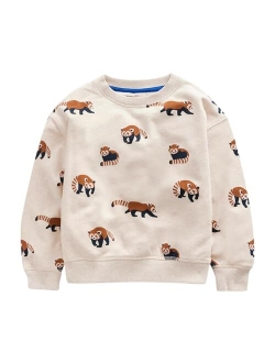 Joketiger Toddler Boys Sweatshirts Patterned Pullover Crewneck Long Sleeve Cotton Tops Shirts