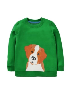 Joketiger Toddler Boys Sweatshirts Patterned Pullover Crewneck Long Sleeve Cotton Tops Shirts