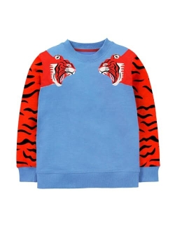 Joketiger Toddler Boys Sweatshirts Patterned Pullover Crewneck Long Sleeve Cotton Tops Shirts