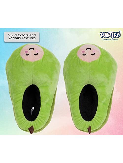 Funziez! Fuzzy Taco Slippers for Women & Men, Coffee, Pineapple Funny House Shoes for Indoor & Outdoor, Pizza, Avocado Cute Novelty