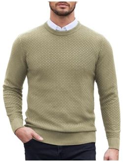 Men Dress Crewneck Sweater Pullover Knit Long Sleeve Casual Slim Fit Sweater