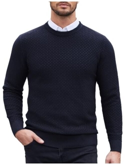 Men Dress Crewneck Sweater Pullover Knit Long Sleeve Casual Slim Fit Sweater