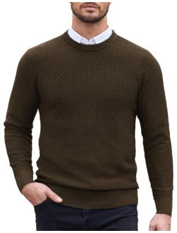 Men Dress Crewneck Sweater Pullover Knit Long Sleeve Casual Slim Fit Sweater