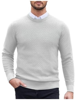 Men Dress Crewneck Sweater Pullover Knit Long Sleeve Casual Slim Fit Sweater