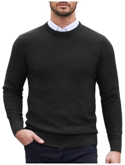 Men Dress Crewneck Sweater Pullover Knit Long Sleeve Casual Slim Fit Sweater