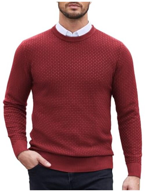 COOFANDY Men Dress Crewneck Sweater Pullover Knit Long Sleeve Casual Slim Fit Sweater