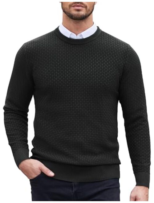 COOFANDY Men Dress Crewneck Sweater Pullover Knit Long Sleeve Casual Slim Fit Sweater