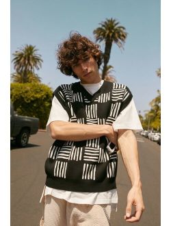 Checkered Sweater Vest Black/Cream