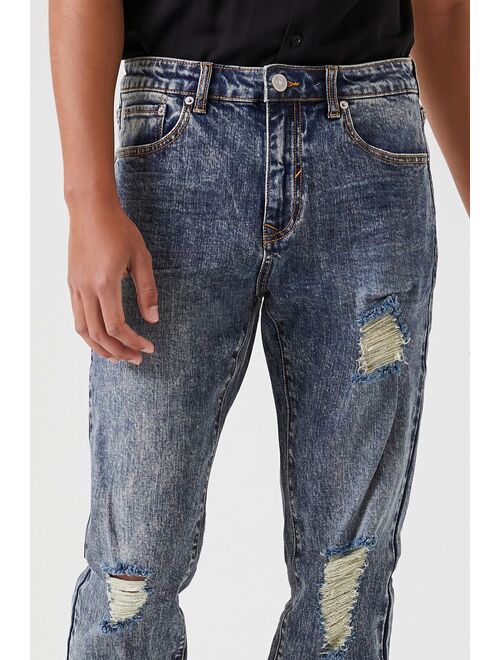 Forever 21 Distressed Slim Leg Jeans Medium Denim