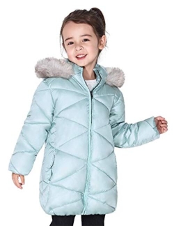SOLOCOTE Girls Winter Coats Hooded Sherpa Lined Lightweight Jacket Thick Warm Puffy Waterproof Windproof Cotton Shiny Jackets