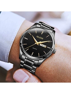 Mens Watches Analog Quartz Business Dress Watch Stainless Steel Classic Day Date Watch for Men Casual Waterproof Luminous Male Wrist Watches